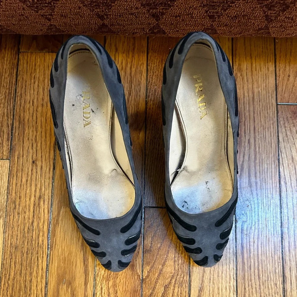 Prada Suede Camoscio Ardesia Zebra Pumps, size 38.5 - Picture 2 of 10